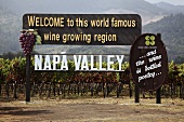 Sign for Napa Valley wine growing region, California, USA