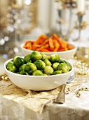 Brussels sprouts and carrots to serve with Christmas dinner