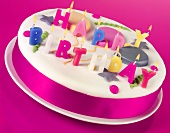Birthday cake with letter candles