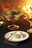 Christmas mince pie with cream