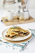 Mushroom omelette with espresso