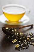 Jasmin tea (leaves and a cup of tea)