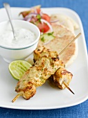 Chicken skewers with dip