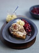 Pork chops with red cabbage