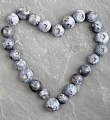 Blueberries in a heart shape