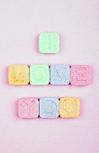 'I love you' spelt out using sherbet sweets