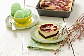 Tray-bake cheesecake with sour cherries for Easter