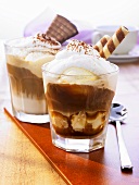 Classic iced coffee and a latte macchiato with ice cream
