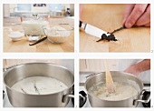Vanilla rice pudding being prepared