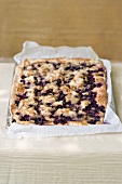 Blueberry and butter tray bake cake