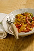 Peperoni alle mandorle (a pepper medley with almonds, Italy)