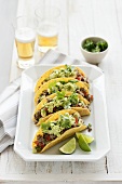 Tacos with beef and guacamole