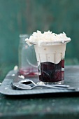 White chocolate mousse with cherries