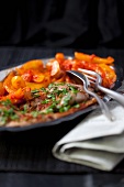 Veal escalope with a pepper medley