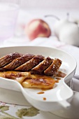 Duck breast with peaches