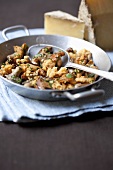 Mushroom stir fry with Salers cheese and parsley