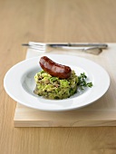 Chorizo with Savoy cabbage, bacon and chestnuts