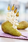 Whole pears with pear skewers