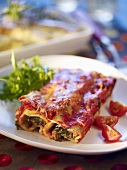 Cannelloni with tomatoes and rocket