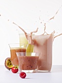 Assorted Smoothies with a splash