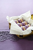 Violet macaroons with white chocolate cream