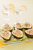 Avocados filled with prawn cocktail