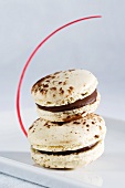 White chocolate macaroons with cocoa powder
