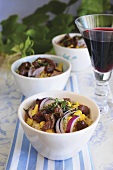 Couscous salad with beef, sweetcorn and onions