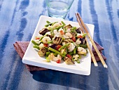 Wok-fried vegetables with seafood (Asia)