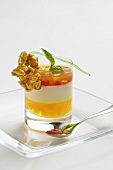 Elderflower mousse with strawberries and oranges