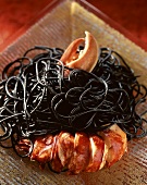 Black spaghetti with lobster