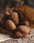 Potatoes on newspaper