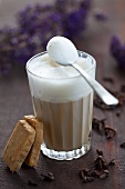 Chai tea latte with milk foam