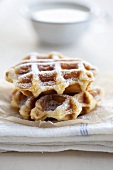 Waffles with icing sugar