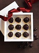 Ganache biscuits with mocha beans as a gift