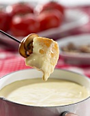 Swiss cheese fondue with white bread