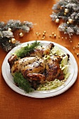 Roast chicken with fennel for Christmas dinner
