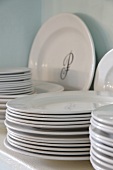 White plates with a monogram