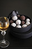 Chocolate truffles in box