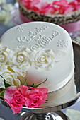 Wedding cakes with marzipan roses