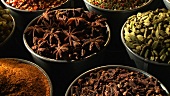 Assorted spices in small containers