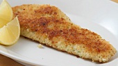 Breaded haddock being fried (US-English Voice Over)