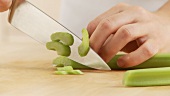 Celery being sliced