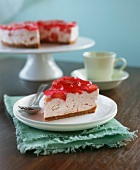 Unbaked strawberry and ginger cheesecake