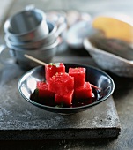 Cubed watermelon with grenadine