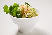 Raw vegetable salad with young bean sprouts and coriander