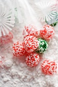 Christmas bonbons in icing sugar with a cellophane bag