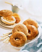 Bagel assortment with Cream Cheese and smoked Salmon