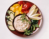 Raw Vegetable Platter with Hummus