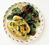Baked Potato Stuffed with Vegetables; Side Salad